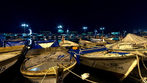 A small fishermen's harbour ( during night ). long exposu... by Rico Besserdich 